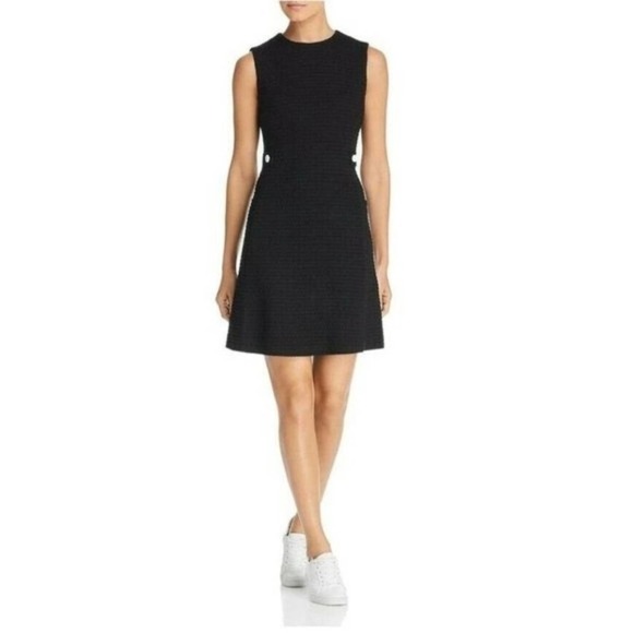 Escada Dyheart Textured A-Line Fitted Mini Dress Sleeveless Black Size Small - Picture 1 of 7